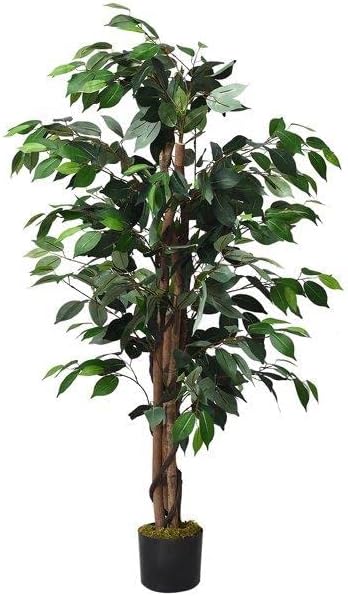 Yapay Ağaç Benjamin 2 Gövdeli Çalılı 120x70cm Siyah Plastik Saksılı