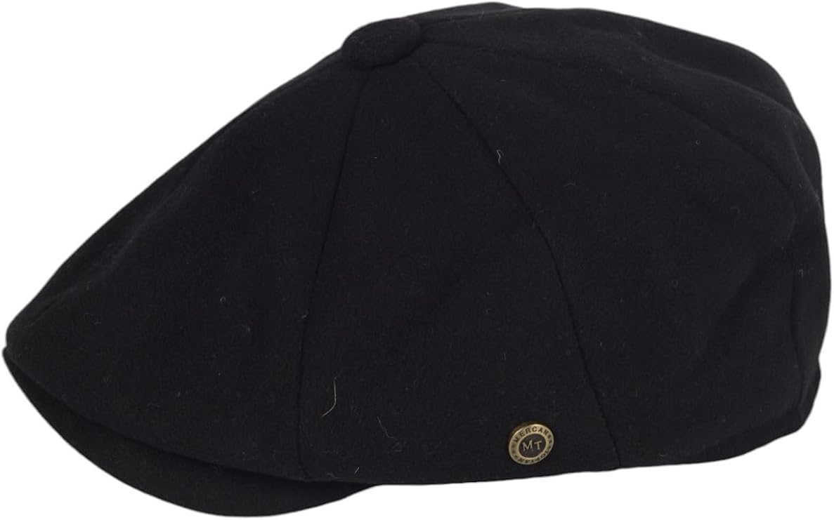 MERCAN TOPTAN Kışlık Yün 8 Parca Düz Renk Model Peaky Blinders Kasket Şapka (Siyah, standart)
