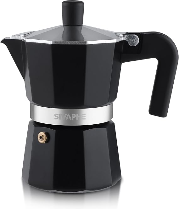 Sivaphe Aluminium Stovetop Coffee Maker 150ml/3 Cups, Black
