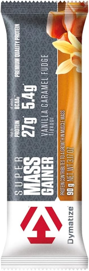 Dymatize Super Mass Gainer Bar Vanilla Caramel Fudge - High Protein Weight-Gainer Riegel + Whey und Casein Protein