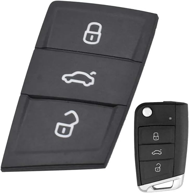 AutoHan Keys Volkswagen Golf 7, Polo, Tiguan, Octavia, Kodiaq, Leon, İbiza için 3 Düğmeli Siyah Plastik Anahtar Kumanda Kabı Tuş Takımı, Yedek Tuş Takımı