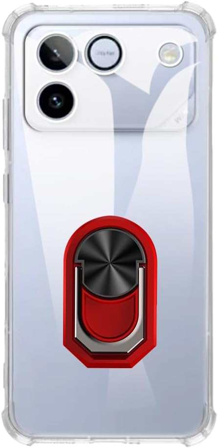 Case and Ring Holder for Honor Win RT 5G - Clear+Red