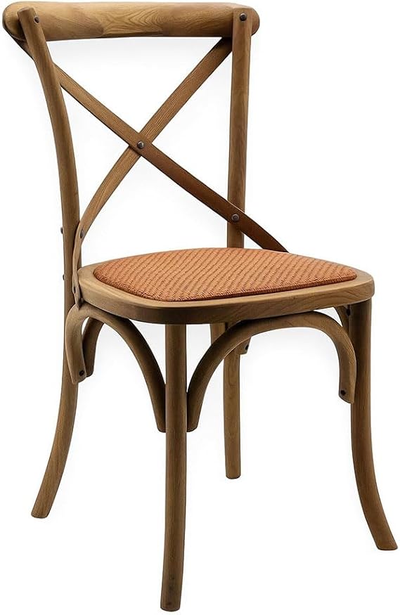 Modern & Stylish Hand Finished Cross Back Oak Wooden Cafe Chair - Exclusive Rattan Seat Comfortable Office Furniture Collections for Home, Dining, Cafe, and Office Seating (Brown)