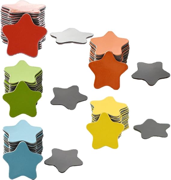 100 Pcs Fridge Magnets Colored Stars Chalkboard Scratch Resistant Magnets for Classroom Office Kitchen
