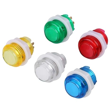 Fydun Button 5PC/Set LED Illuminated Push Button with Micro Switch for Machine Games DIY Kit Parts (24mm)