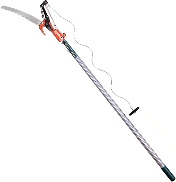 BLUEMARS Telescopic Tree Looper & Pole Saw, 2-in-1 Adjustable Long Reach Tree Pruner, Extendable 1.75m-3.25m Aluminium Pole for Tree Trimming & Lopping