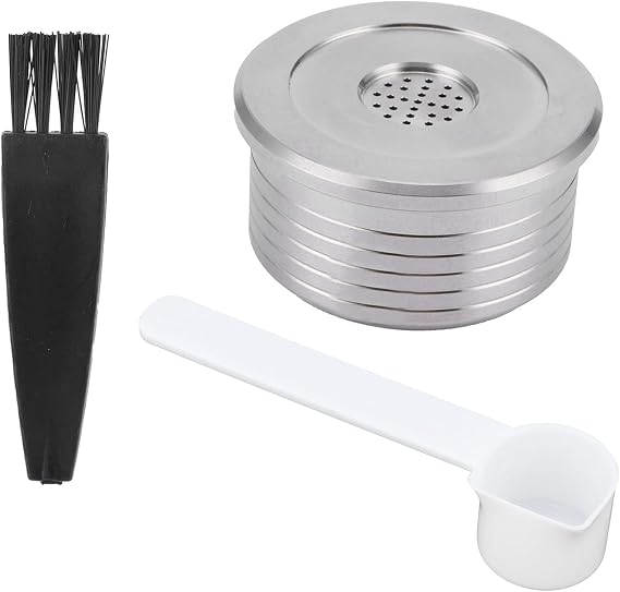 Reusable Stainless Steel Coffee Capsule with Spoon & Brush for Delta Q NDIQ7323 and EP MINI Point Machines