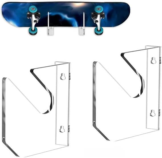 Board Rack Wall Mount, Asudaro Skateboard Wall Mount, for Longboard Skateboard Organizer, Yacht Decks, Transparent, Skateboard Wall Mount Display Rack 1-Compartment