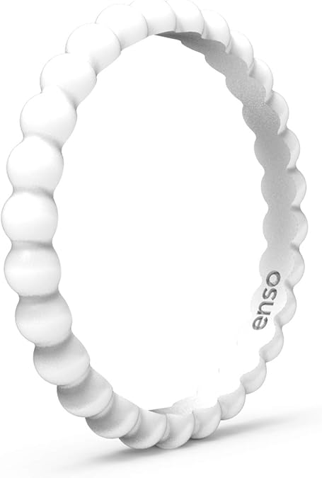 Enso Rings Stackable Beaded Silicone Wedding Ring – Hypoallergenic Unisex Stackable Wedding Band – Comfortable Minimalist Band – 2.5mm Wide, .8mm Thick