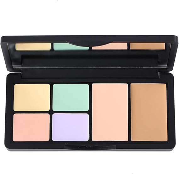 Color Correcting Concealer - Color Corrector & Contour Palette, 6-Shade Concealer Palette with Brush | Waterproof Full Coverage Makeup for Blemishes & Skin Tone Correction