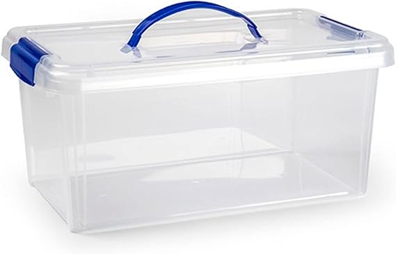 Acan Tradineur Plastic Box with Lid and Handle Nº24 Transparent Multi-purpose Storage Drawer Organization Household Objects 10 Litres 38.5 x 23 x 17.5 cm