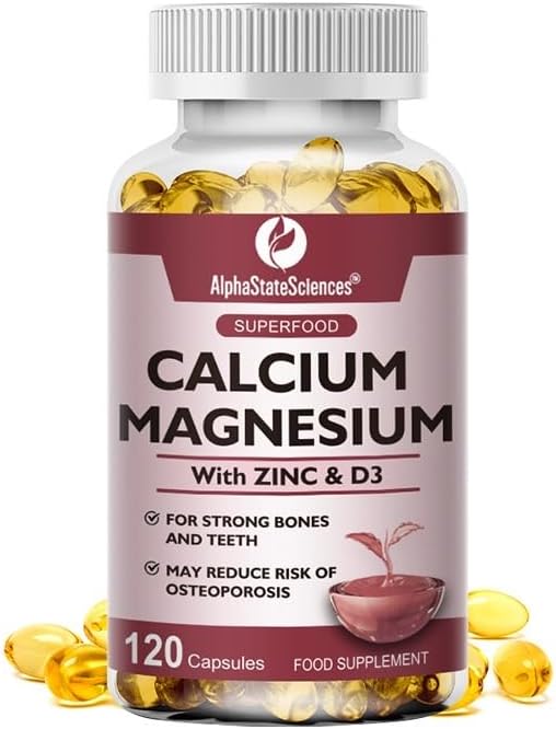 AlphaStateSciences: Advanced High-Strength Calcium-Magnesium Matrix with Zinc & Vitamin D3 - Immune Support, Enhanced Absorption, Bone Support, Muscle Relaxation & Stress Relief - 2Month Supply