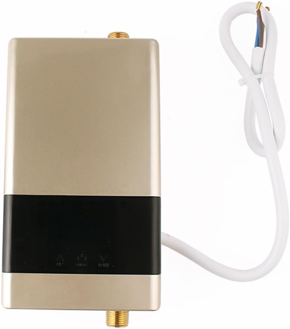 Tankless Water Heater Electric, Remote Instantaneous Tankless Electric Hot Water Heater Kitchen Instant Heating Faucet Tap Bathroom Shower Temperature Setting(110 4000W,Golden)