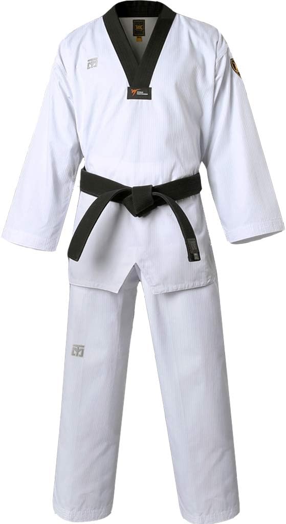 MOOTO Korean Taekwondo MTX S2 Uniform Black BK V Neck Dobok White Uniform for Kids and Adults Taekwondo MMA Karate Hapkid Judo Cheap Basic Training Match WT Logo