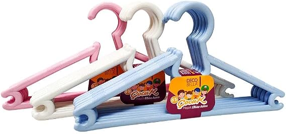 DecoBella 6'lı Plastik Çocuk Elbise Askısı, 0.6x27x14 cm, Asorti