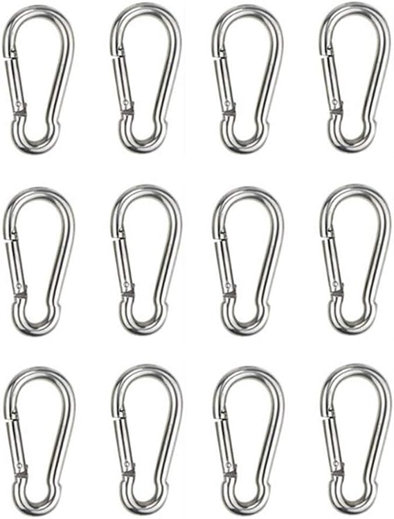 HOMPER 12 adet M6 Karabina Kanca - Ağır Hizmet Tipi 304 Paslanmaz Çelik Geçmeli Kanca, Carabiner Anahtarlık Klipsleri Açık, Kamp, Yürüyüş için