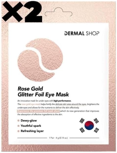 Dermal 3 Katmanlı Flash Foil Rose Göz Altı Torbalarına Karşı Kağıt Göz Maskesi 2 Adet