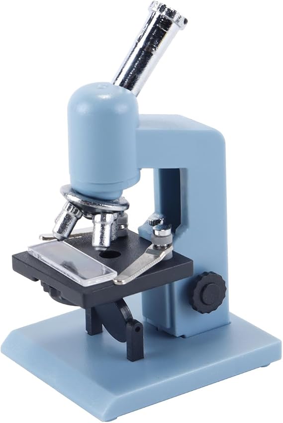 Blue Miniature Microscope, Plastic Dollhouse Mini Laboratory Tool for Dollhouse Science Scene, Experiment Scene Doll House Kit for 1:12 Scale