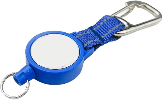 Retractable Diving Lanyard With 316 Stainless Steel Spring For Scuba Gear, Auto Reel Keychain With 80cm Extension, Lightweight Nylon And Shell For Snorkeling, Orange Color(Blue)