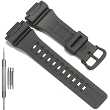 Replacement Band Compatible with Casio W-735H AEQ110BW AEQ110W AQS-800W AQ-S810W Men's Watch Strap Black Resin Wristband With Metal buckle