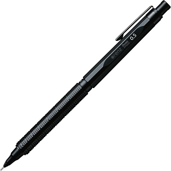 Pentel PP3005-A ORENZNERO basmalı kurşun kalem, otomatik uç beslemeli, kırılmaz uç, siyah metal gövde, 0,5 mm, 1 adet (1'li paket)