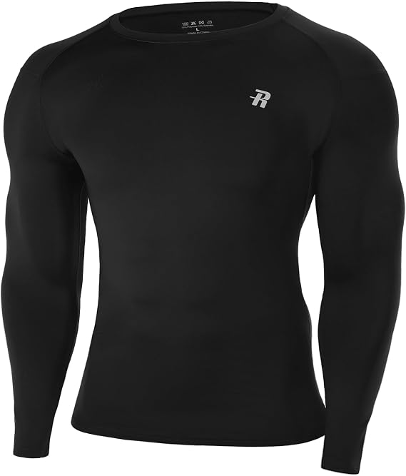 Runhit Men's Compression Base Layer Long Sleeve Top, UPF 50+ Quick Dry Sports Undershirt for Running Gym Cycling Football Golf Training