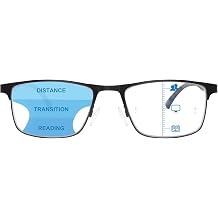 SKYWAY Progressive Multifocal Reading Glasses Mens, Metal Frame Lightweight Blue Light Blocking Multifocus Computer Readers with Spring Hinge
