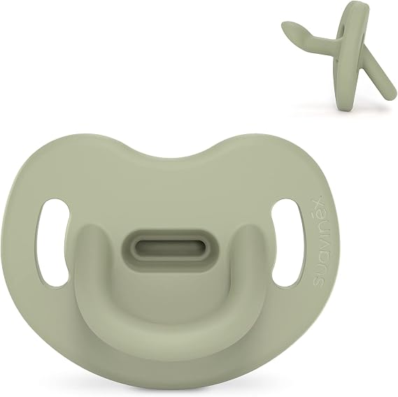 Suavinex, All Silicone Pacifier, for Babies 0/6 Months, Pacifier with Anatomical Sx Pro Teat, Super Soft and Flexible, Ideal for Sleeping, Colour Essence, Green