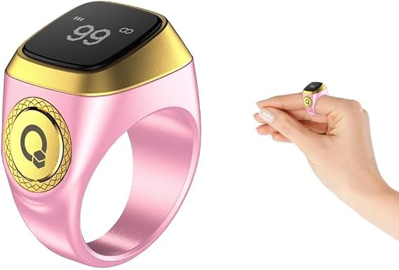 Anlising Smart Ring Counter, Smart Tasbih, Muslim Islamic Prayer Smart Rings, Tasbih Counter Smart Ring, Tasbeeh Smart Counter, Digital Electronic Smart Tally Counter for Prayer (Pink, 20MM)
