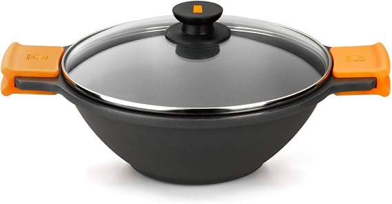 BRA Efficient | Wok/Concave Frying Pan 28 cm, Glass Lid