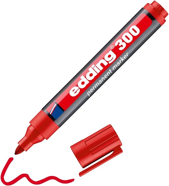 Edding 300 permanent markör - kırmızı - 1 kalem - 1,5-3 mm yuvarlak uçlu