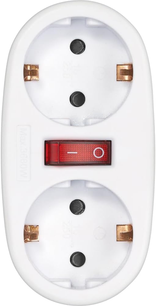 SIMON Adapter 2 Schuko sockets with ON/OFF switch