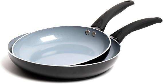 MasterClass Ceramic Non-Stick Eco Frypan Set, Includes 2 Frying Pans Sized 24cm and 28cm