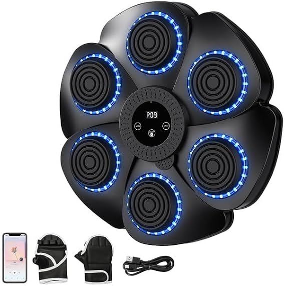 Smart Bluetooth Music Boxing Machine - Wall-Mounted Punching Trainer with RGB Lights, 9 Rhythm Modes & Auto Counting, Boxing Equipment for Adults Home Workout, Music Punch Machine Set