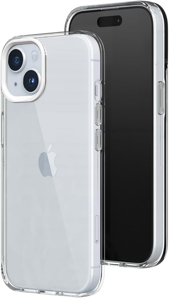 RhinoShield クリスタルクリアケース iPhone 15 対応 | 高度な黄変耐性 高透明 保護 カスタマイズ可能なクリア電話ケース - ホワイトカメラリング