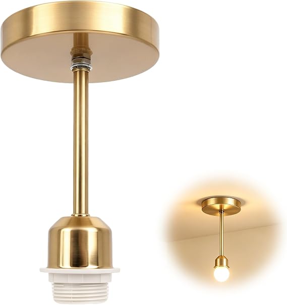 Ceiling Light Pendant Fitting - E27 Screw Bulb Holder, Pendant Light Fitting with Semi Flush Ceiling Rose Shape for Home Kitchen Hallway Renovation, Suitable for Lamp Shades [Energy Class A+]