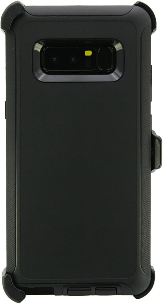 Case for Galaxy Note 8 (6.3") Heavy Duty Full Body Military Grade Drop Protection Carrying Cover Holder | Holster for Men Belt with Clip Stand – Black/Black