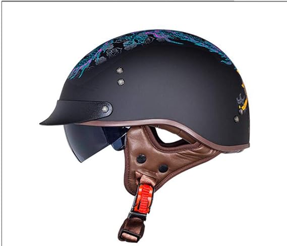 Casco Moto Abierto ECE Homologado Adultos Retro Casco Moto,Vintage Classic Abierto Cascos Half-Helmet,con Visera,Profesional Moto Jet Cascos,para Mujer y Hombre Street Cruiser Chopper