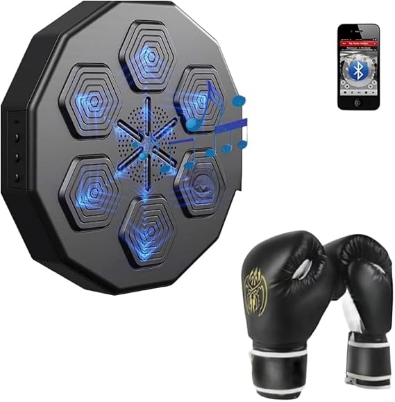 KCNN Music Boxing Machine, Smart Electronic Wall Target with LED Light and Bluetooth Music for Wall Mounting