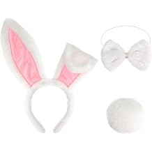 Bunny/Rat Costume Set, 3pcs Easter Bunny Ears,Rat Ears, Tail, Bowtie, Animal Cosplay for Halloween Accessories