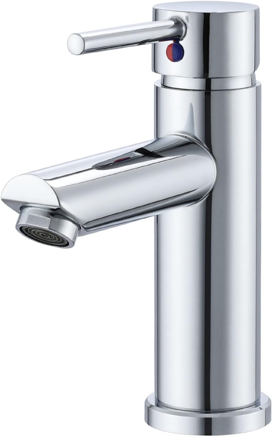 Mighbow Bathroom Sink Taps Basin Taps Mixers Chrome Mono Basin Mixer Tap Single Lever Stainless Steel Faucet with Hoses for Bathroom, Cloakroom, Washroom