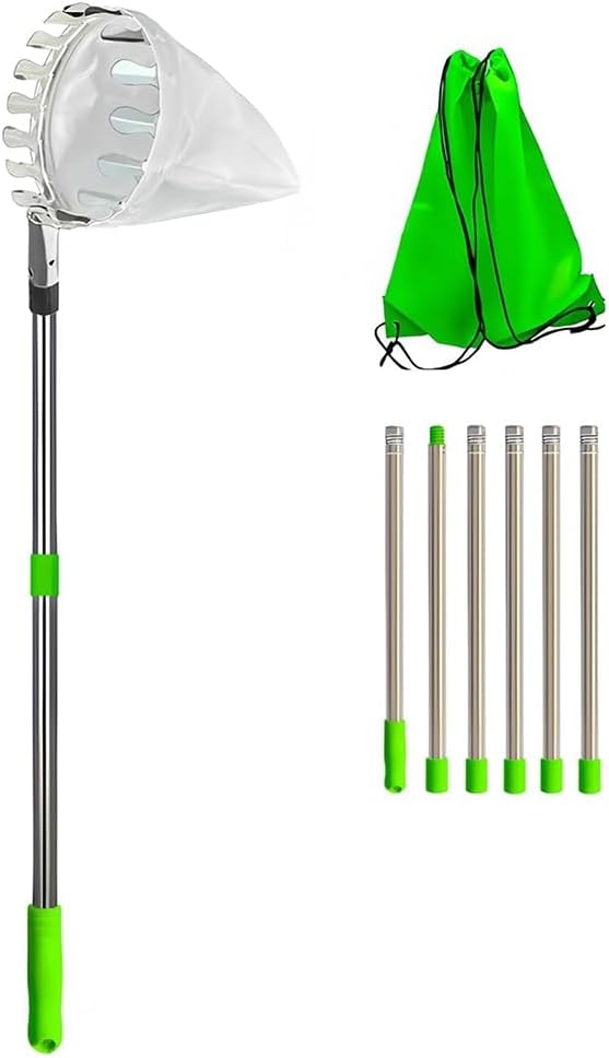 High Tree Orchard Garden Picking Tool 4M Telescopic Fruit Picker Pole with Storage Bag Stainless Steel Fruit Picker