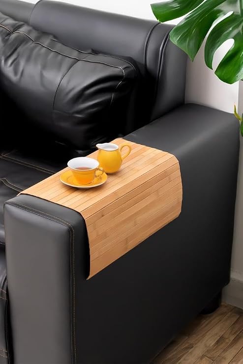Bambu Koltuk Matı Ahşap Kanepe Koltuk Kenarı Sehpa Yan Sehpa Koltuk Katlanabilir Tepsisi 45x70