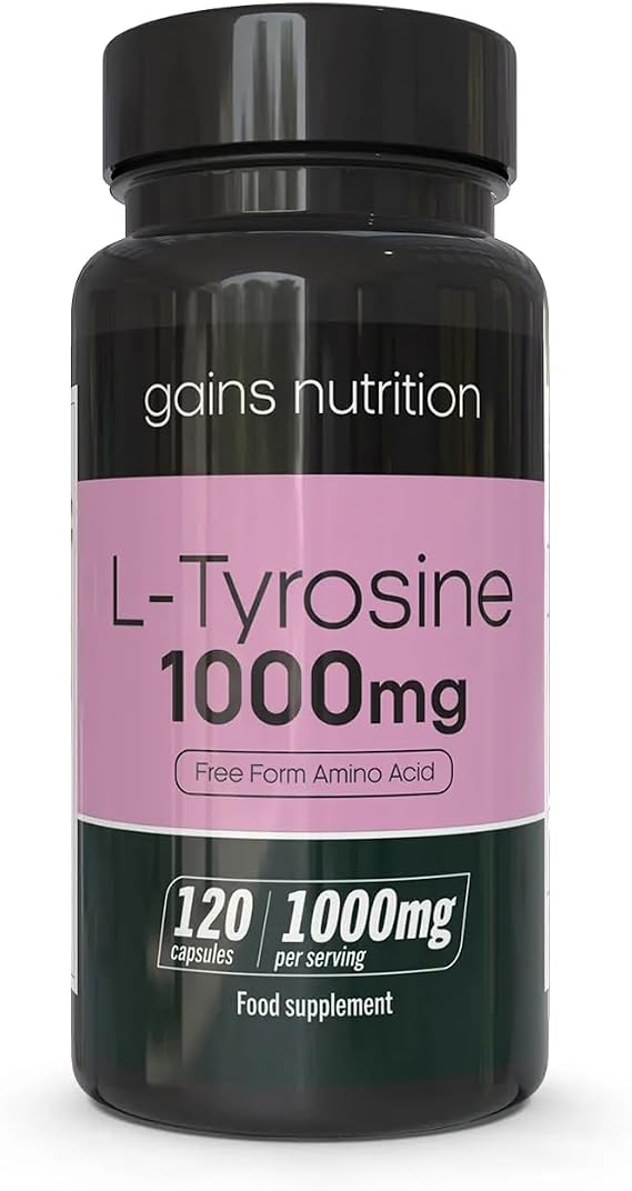 GN L Tyrosine | 120 High Strength L-Tyrosine Capsules - 1000mg Tyrosine per Serving | L-Tyrosine Supplement | Non-GMO, Gluten & Allergen Free | Made in The UK