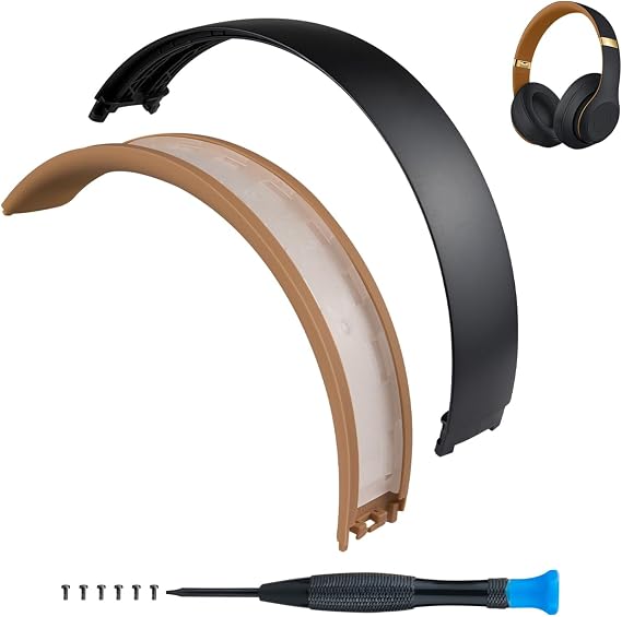 SOPROM 上下ゴムヘッドバンドキット Beats Studio 3 & Studio 2 有線 & ワイヤレスヘッドフォン用 丈夫なシリコン&プラスチック修理キット 交換用ヘッドストラップパッド用 Studio3-Mミッドナイトブラック