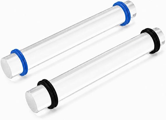 2Pcs Polymer Clay Roller Tools, Acrylic Clay Rolling Pin with Thickness Rings Kit, Air Dry Clay Tools Fondant Adjustable Clear Slab Roller Supplies Set