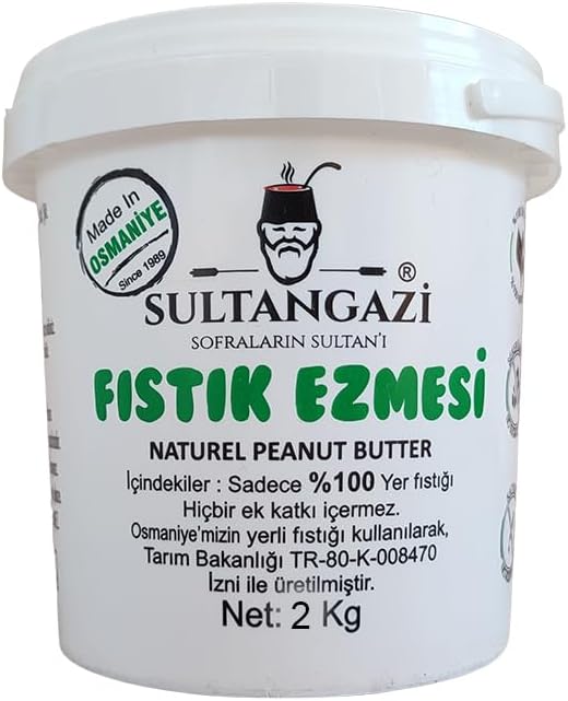 SULTANGAZİ Şekersiz Katkısız Fıstık Ezmesi%100 Yer Fıstığı 2kg