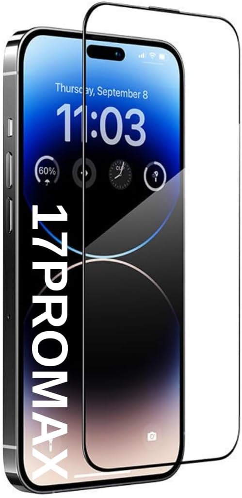[ANTİ STATİC EKRAN KORUYUCU] For iPhone 17ProMax ile uyumlu Ekstra HD Kırılmaz Cam Tam Kaplayan Su İtici Safir Ekran Koruyucu + Uygulama Bezleri (Şeffaf,17ProMax)