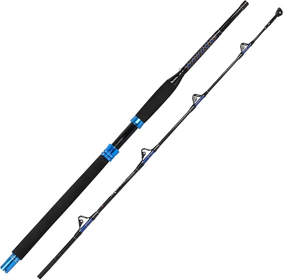 Fiblink 1-Piece Saltwater Offshore Trolling Rod Conventional Boat Rod Carbon Fishing Pole(6-Feet, 30-50lb/50-80lb/80-120lb)