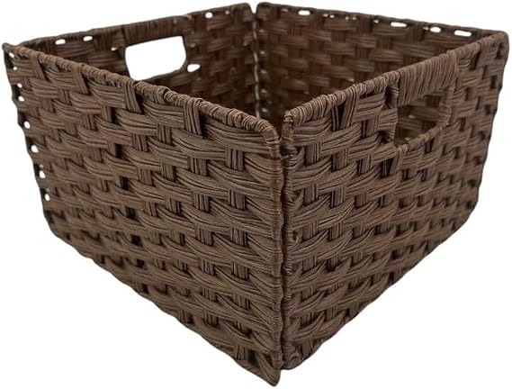 Hasır Plastik Örme Katlanır Sepet Organizer 33x33x21 cm.